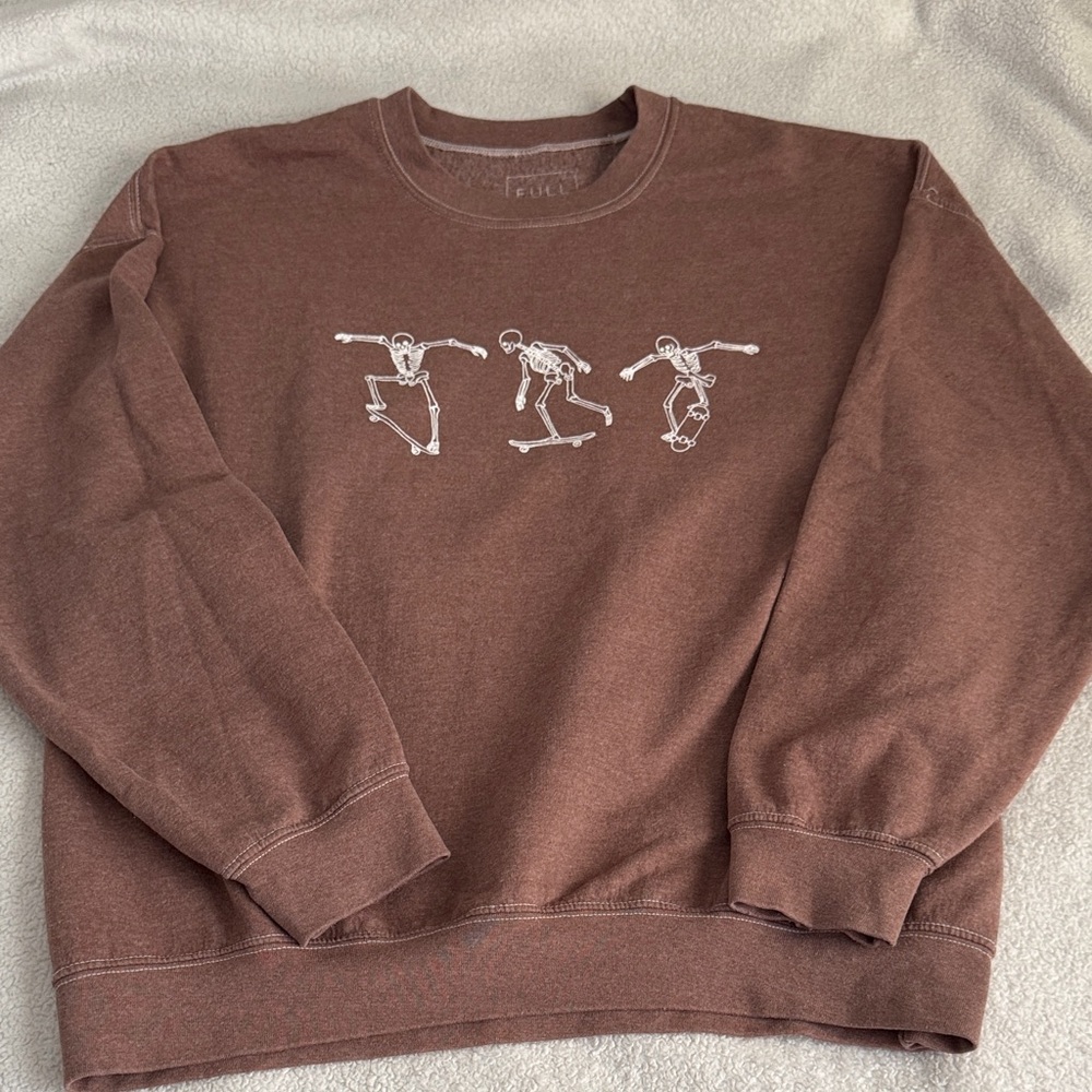 Tilly's Chocolate Skeleton Skateboard Sweatshirt